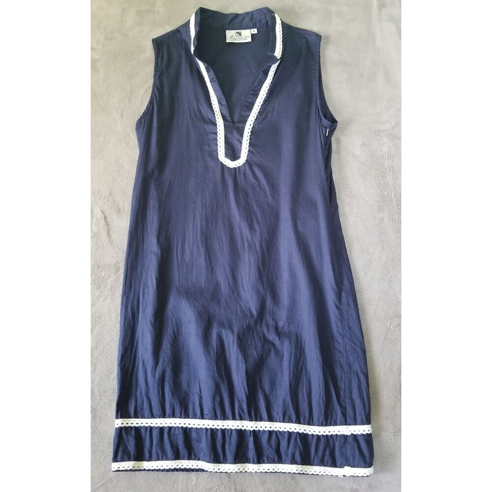 Malabar Bay Sheath Dress Womens Small Blue White Sleeveless Nautical Beach